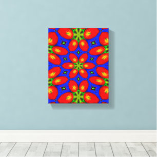 Schattige rood bloemmotief canvas afdruk