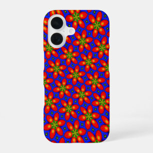 Schattige rood bloemmotief iPhone 16 hoesje