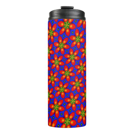 Schattige rood bloemmotief thermosbeker (Voorkant)