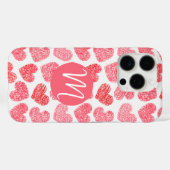 Schattige rood doezelde hart Valentijnsdag monogra Case-Mate iPhone Case (Achterkant (horizontaal))