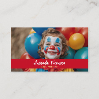 Schattige Rood en Geel Clown Gezicht Schilderen Visitekaartje