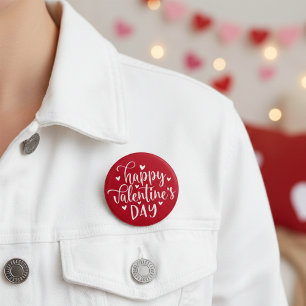 Schattige Rood en Wit Happy Valentijnsdag Ronde Button 7,6 Cm