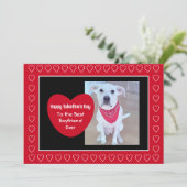 Schattige Rood en Zwart Foto Hart Valentijnsdag Feestdagenkaart (Staand voorkant)