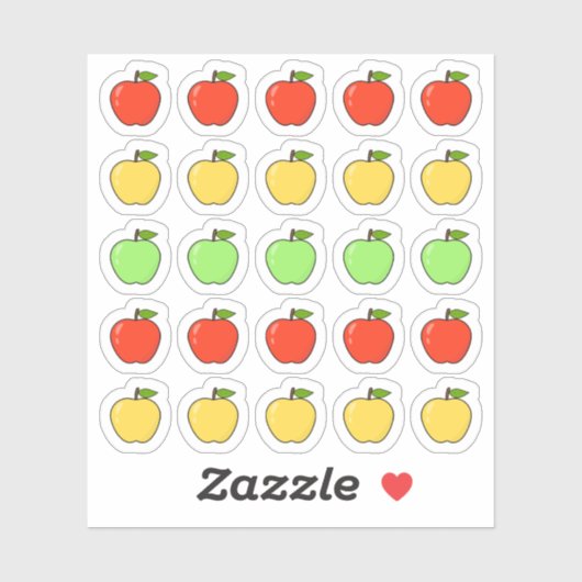 Schattige Rood Geel Groene Appels Icon Mini Planne Sticker (Vel)