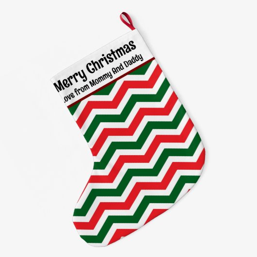 Schattige rood, groen en wit Chevron Custom Berich Grote Kerstsok (Achterkant (Hangend))