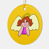 Schattige Rood Haar Meisje Kerst Engel Keramisch Ornament (Links)
