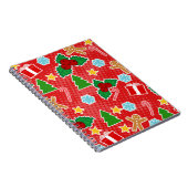 Schattige rood kerstpatroon Notitieboek (Rechterzijde)