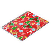 Schattige rood kerstpatroon Notitieboek (Linkerzijde)