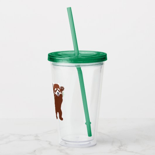Schattige rood panda aangepaste bericht gepersonal acryl drinkbeker (Links)
