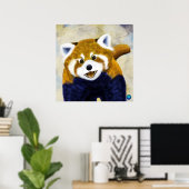 Schattige Rood Panda Portret Poster (Thuiskantoor)