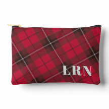 Schattige Rood Plaid Monogram of Initialen