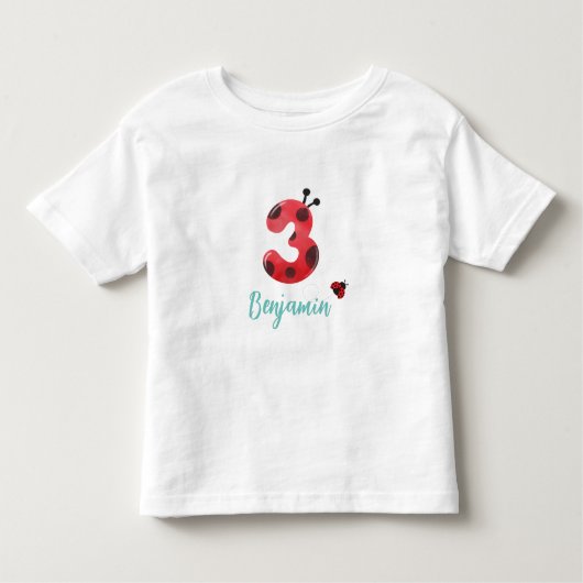 Schattige rood Polka dot Ladybug 3e Verjaardagsfee Kinder Shirts (Voorkant)