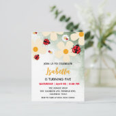 Schattige rood Polka dot Ladybug Daisy Flower Verj Briefkaart (Staand voorkant)