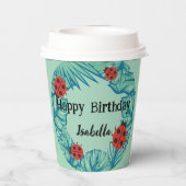 Schattige rood Polka dot Ladybug Oerwoud Leaf Verj Papieren Bekers (Achterkant)