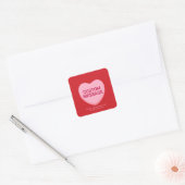Schattige rood roze aangepaste bericht conversatie vierkante sticker (Envelop)