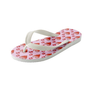 Schattige Rood & Roze Harten en Paw Prints Dierenl Kinder Teenslippers