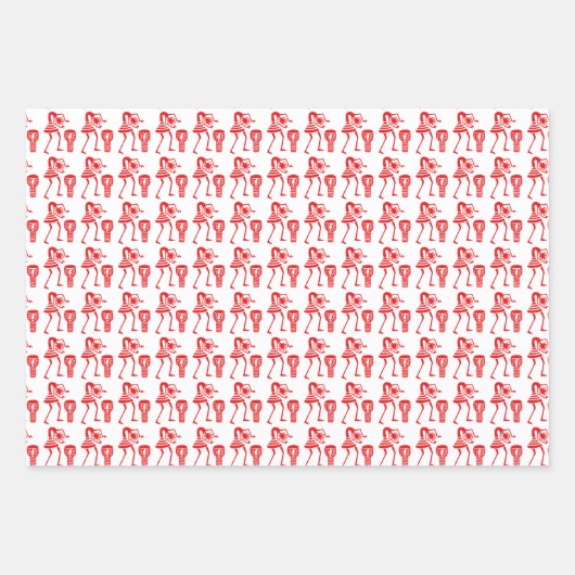 Schattige, rood silhouet, vrolijke dans inpakpapier vel (Voorkant)