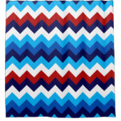 Schattige Rood Wit Blauw Chevrons Douchegordijn (Voorkant)