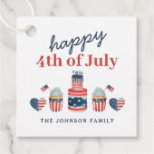 Schattige rood wit en blauw 4th van juli feest bedankjes labels (Voorkant)