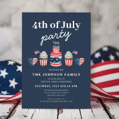 Schattige rood wit en blauw 4th van juli feest kaart