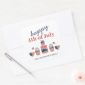 Schattige rood wit en blauw 4th van juli feest vierkante sticker (Envelop)