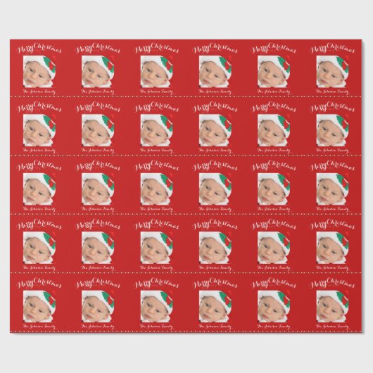 Schattige Rood Wit Groen Kerstmis Verpakkend Docum Cadeaupapier (Vlak)