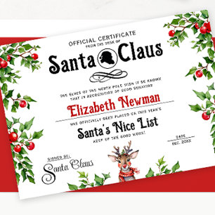 Schattige Rood Wit Santa Naughty Nice Lijst Offici Feestdagenkaart