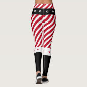 Schattige Rood Wit Strepen Candy Cane Stars Kerst Leggings (Achterkant)