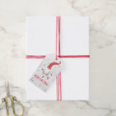 Schattige Rood Wit Vrolijk Kerstmis Gnome Cadeaulabel (Met Touw)