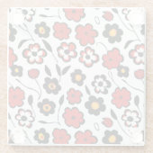 Schattige rood, zwart en wit bloempatroon glazen onderzetter (Achterkant)