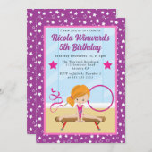 Schattige roodharig meisje gymnast kids verjaardag kaart (Voorkant / Achterkant)