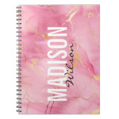 Schattige roos blush roze faux glitter marmer mono notitieboek (Voorkant)