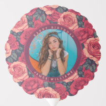 Schattige Roos Flower Birthday Balloons voor haar