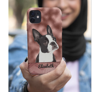 Schattige Roos Gold Pink Boston Terrier Dog Pet iPhone 13 Hoesje