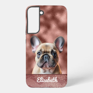 Schattige Roos Goud Roze Franse Bulldog  Chic Samsung Galaxy Hoesje