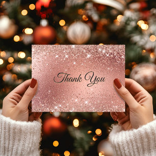 Schattige roos gouden faux glitter bedankkaart