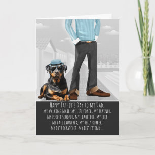 Schattige Rottweiler-hond en papa grappige Vaderda Feestdagen Kaart