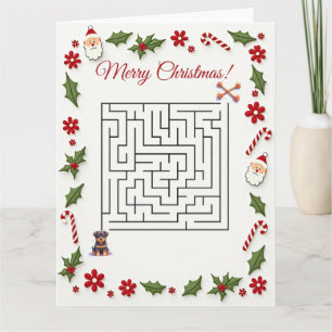 Schattige Rottweiler Hond Kerstmis Doolhof Puzzel Kaart