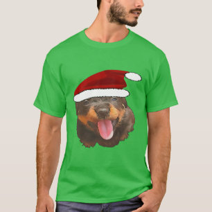 Schattige Rottweiler Pup Met Kerstman Hoed T-shirt
