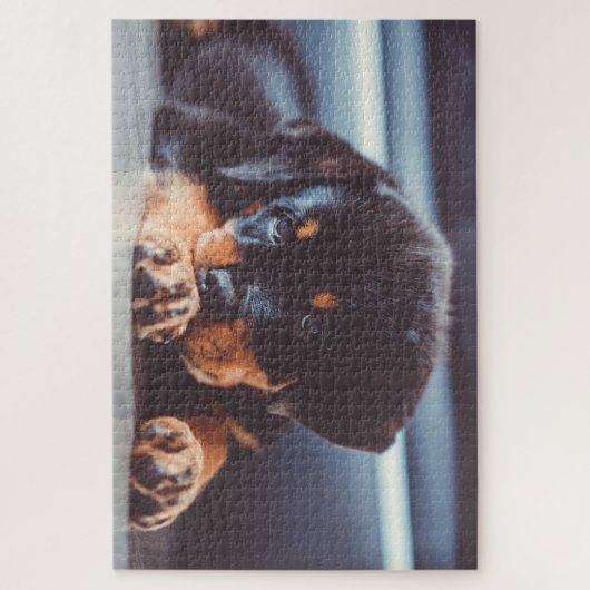 Schattige rottweiler Puppy Dog Resting Legpuzzel (Verticaal)