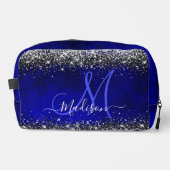 Schattige Royal Blue Silver Faux Glitter Monogram  Toilettasje (Voorkant)