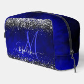 Schattige Royal Blue Silver Faux Glitter Monogram  Toilettasje (Rechterhoek)