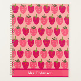 Schattige roze aardbeienpatroon Maandelijks & Weke Planner