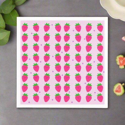 Schattige Roze Aardbeienpatroon Verjaardagsfeestje Servet