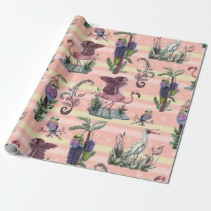 Schattige Roze Afrikaans Flamingo Vogelliefhebber Cadeaupapier