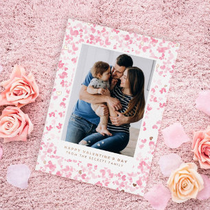 Schattige Roze Aquarel Liefdeshartjes Valentijnsda Folie Feestdagenkaart