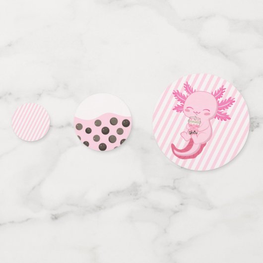 Schattige Roze Axolotl Boba Thee Meisjes Verjaarda Confetti (Voorkanten)