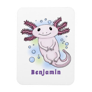 Schattige roze axolotl cartoon magneet