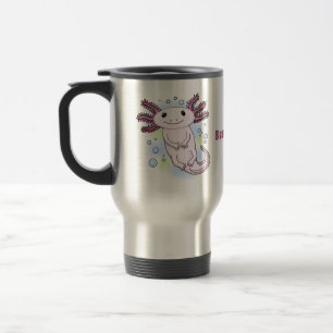 Schattige roze axolotl cartoon reisbeker