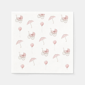 Schattige Roze Baby Buggy Baby shower Servet